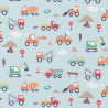 Printed Cotton CAMIONS Blue / Orange